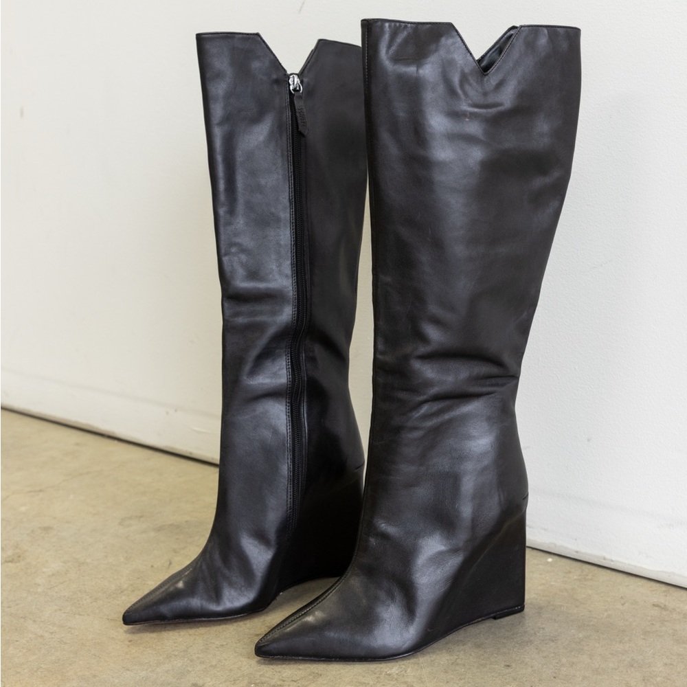 SCHUTZ Black Leather Ankle Boots